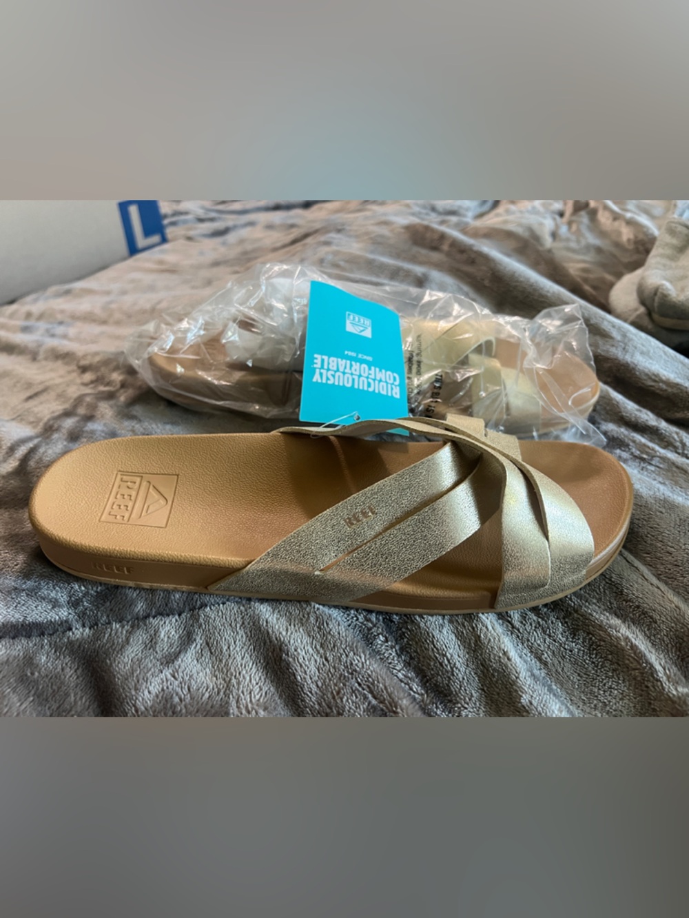 Women's Gold Slip-On Sandals